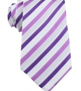 Brighten up a charcoal gray world with this sleek striped tie from Sean John.