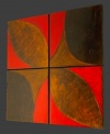 Four abstract designs in brown, gold and red create one bright, contemporary focal point for your living or dining room. Display individually or combine to get all the right angles.