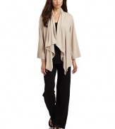 THE LOOKDraped shawl collarOpen-front styleLong sleevesAsymmetrical, draped front hemTHE FITAbout 38 from shoulder to hemTHE MATERIAL62% polyester/33% rayon/5% spandexCARE & ORIGINMachine washImportedModel shown is 5'11 (180cm) wearing US size Small. 