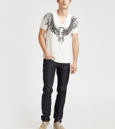 Super soft cotton v-neck finished with a twisted eagle print.V-neckCottonDry cleanImported