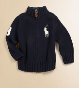 A timeless full-zip knit cotton sweater is updated with a heritage-inspired Big Pony.MockneckLong sleevesFull-zip frontRibbed cuffs and hemCottonMachine washImported