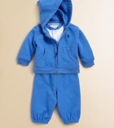 Perfectly coordinated for casual, athletic style, this sporty ensemble features a long sleeved cotton bodysuit