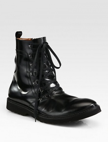 Lace-up ankle boot flawlessly crafted in smooth, sleek Italian leather, completed with a comfortable rubber sole.Leather upperLeather liningPadded insoleRubber soleMade in Italy