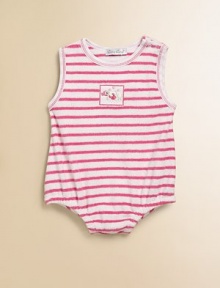Vibrant stripes add a splash of color to this cozy, bubble-shaped one-piece with underwater theme.Crewneck with shoulder snapsSleevelessElastic leg openings75% cotton/25% polyesterMachine washImported Please note: Number of snaps may vary depending on size ordered. Vibrant stripes add a splash of color to this cozy, bubble-shaped one-piece with underwater theme.Crewneck with shoulder snapsSleevelessElastic leg openings75% cotton/25% polyesterMachine washImported Please note: Number of snaps may vary depending on size ordered.