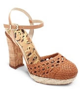 Cork and jute accents make the Sam Edelman Rella sandals a unique summer standout, while a chunky block heel fits right in with the season's footwear trends.