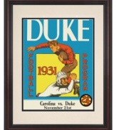 A great start to a duel that ended in a draw, this restored cover art from the 1931 Duke-UNC football program makes winning wall art for fans of either team. Matted, framed and ready to hang.