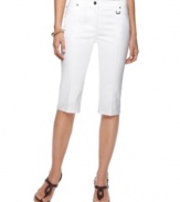 Try Style&co.'s capris for a fresh look! They also feature an extra tummy control panel for a smooth silhouette.