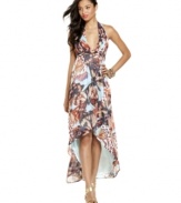 Doll-up in this butterfly print halter dress from Baby Phat -- a sexy frock for ultra-balmy temps!