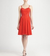 Contrast stitching flatters the curves of this sweet, ultra-feminine silhouette.Shoulder strapsSweetheart necklineBanded waistPleated skirtConcealed back zipSilk liningAbout 25 from natural waist97% cotton/3% elastaneDry cleanMade in Italy