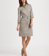 A crisp poplin design with a chic stand collar, body-flattering Princess seams. And it's all pulled together by a military-inspired belt. Button-detail mandarin collarThree-quarter sleevesBelt loopsPrincess seamsSide slitsBack yokeBack seamsAbout 39 from shoulder to hem79% cotton/18% polyamide/3% elastaneDry cleanImported Model shown is 5'9½ (176cm) wearing US size 4. 