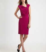 Intricate, asymmetrical pleating adds edge to this chic body-skimming belted sheath.Asymmetrical necklineCap sleevesPleated bodice detailSelf belt with covered buckleFully linedConcealed back zipAbout 24 from natural waist92% polyester/8% spandexDry cleanMade in USA of imported fabricModel shown is 5'10 (177cm) wearing US size 4.OUR FIT MODEL RECOMMENDS ordering true size. 