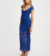 EXCLUSIVELY AT SAKS. Fine crocheted openwork, lined to the thigh, makes this maxi style equally sweet and sexy.Deep V necklineCrocheted openworkShort sleevesLined to the thighAbout 55½ from shoulder to hem63% viscose/37% nylonDry cleanImportedModel shown is 5'10½ (179cm) wearing US size Small. 