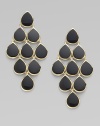 From the Rock Candy Collection. A cascade of teardrop shaped black onyx trimmed in 19K yellow gold.Onyx 18K yellow gold Length, about 2½ Width, about 1¼ Post backs Imported 
