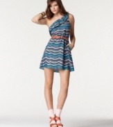 With a flirty ruffled one-shoulder strap, this Bar III striped dress is perfect for a first date!