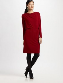 Simply sophisticated, this jersey dress with a hint of stretch features subtle draping and a comfortable elasticized waist.Draped necklineLong sleevesRuched details throughout bodiceElasticized waistBack yokeAbout 39 from shoulder to hem92% viscose/8% elastaneDry cleanImported Model shown is 5'9 (175cm) wearing US size Small. Simply sophisticated, this jersey dress with a hint of stretch features subtle draping and a comfortable elasticized waist.Draped necklineLong sleevesRuched details throughout bodiceElasticized waistBack yokeAbout 39 from shoulder to hem92% viscose/8% elastaneDry cleanImported Model shown is 5'9 (175cm) wearing US size Small.