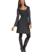 It's all about sweater dresses this fall! Try on this chic Style&co. number featuring fashionable ribbed detailing.