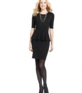 NY Collection's little black dress looks lavish with a pop of peplum at the waist.