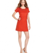 Chain hardware adds an element of edge to this otherwise flirty RACHEL Rachel Roy dress -- perfect for a day-to-night look!