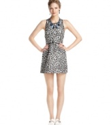 A leopard print ups the flirty flair of this Bar III mini dress. Be sure to pair it with mixed textures and patterns for an on-trend winter look!