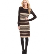 A fall must-have, Kensie's striped sweater dress pairs perfectly with the season's tights & boots!