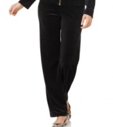 These petite lounge pants from Jones New York Signature offer luxe comfort in cushy velour. (Clearance)