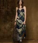 An unexpected mix of plaid and lace renders Denim & Supply Ralph Lauren's elegant slip silhouette with heritage inspiration and effortless style.