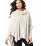 Get on trend with this stylish petite poncho sweater from Alfani – they combined the best of both looks to create a chic, comfy piece that you'll want to wear all season long!