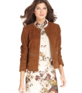Throw on this petite suede leather jacket from Jones New York for an easy transitional summer to fall look!