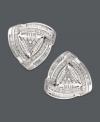 Triple your elegance with chic three-sided style. Triangular-shaped earrings feature round and baguette-cut diamonds (1 ct. t.w.) set in sterling silver. Approximate diameter: 3/4 inch.