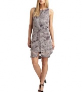 THE LOOKAbstract splatter print on chiffon overlayScoopneckPintucked center detailNarrow banded dropped waistDual panel skirt with split centerDraped back panels over cutout bodiceExposed back zipperModified racerbackTHE FITAbout 34 from shoulder to hemTHE MATERIALPolyesterFully linedCARE & ORIGINHand washImportedModel shown is 5'11 (180cm) wearing US size Small. 