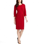 THE LOOKJewel necklineFront vertical pleatsLong sleeves with pleat detailingBack zip closure in dramatically contrasting tonesBack slit at hemAbout 25 from the natural waistTHE MATERIALVirgin woolCARE & ORIGINDry cleanImported