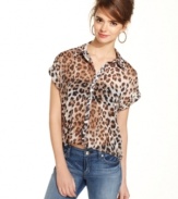 For style that's oh-so fierce, turn to Eyeshadow's animal-print button-down top: a savage spin on the season's favorite sheer blouse!