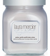 A modern fragrance of comfortable sensuality. Just as milk nourishes your body, the key ingredients in Laura Mercier's Souffle Body Creme instantly nourish your skin. This silky smooth creme, with its lightly whipped feel and delicious Ambre Vanille scent, enriches the skin with much-deserved VitaminA, C and E derivatives. Grape Seed and Rice Bran Oil condition the skin while Vanilla Extract and Honey offer soothing benefits.