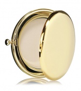 Sleek golden compact goes where you go for quick touch-ups anytime. The compact comes filled with Lucidity Translucent Pressed Powder. Refills available; use the Small (0.1 oz.) size. Luminous finish. Comes with a luxurious puff. Made in USA. 