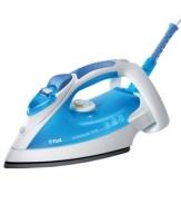 Let it slide. This smooth-gliding iron from T-fal readily eliminates wrinkles with a scratch-resistant, nonstick soleplate that delivers powerful, continuous steam via a 64 hole steam grid.  The unique Easycord system utilizes a telescopic cord to stay out of your way when ironing, and to retract into the iron for tangle-free storage. One-year limited warranty. Model FV4259003.