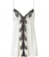 Turn up the heat with this flirty polka dot camisole from Chantal Thomass - V-neck, adjustable spaghetti straps, lace front detail, all-over polka dot print - Perfect under a low cut dress or blouse or pair with matching panties for stylish lounging