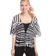 Dare to be bold in this kimono-esque top from BCX, made cute with graphic stripes!