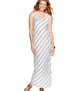 A striking crochet inset at the back gives this striped maxi dress from Tempted major flip side appeal!