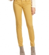 Step into color this season with American Rag's 2058 Short Twill skinny pants! Featured in a warm yellow hue, these pants totally bring your neutral-tone knits to life!