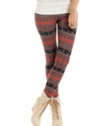 Cold-weather must-have: a fair-isle print brings wintery fun to Pink Rose's knit leggings!