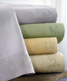 Luxe 300-thread count cotton offers a smooth and ultra-soft finish to this Laurel Leaf sheet set, featuring decorative embroidery along the edge for an artistic twist to this simple design. Luxe 300-thread count cotton offers a smooth and ultra-soft finish to this Laurel Leaf sheet set, featuring decorative embroidery along the edge for an artistic twist to this simple design.
