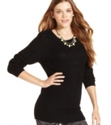 Cozy-up in It's Our Time's extra-comfy metallic-flecked sweater! The long, tunic style makes this pullover a perfect match to jeans and leggings alike.