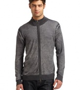 THE LOOKAllover faded underprintRibbed knit trimFront zip closureTHE MATERIALMerino woolCARE & ORIGINHand washImportedThis item was originally available for purchase at Saks Fifth Avenue OFF 5TH stores. 