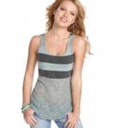 Rugged stripes meet fine lace on this tank top reinvented from Silver!