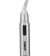 Clean-cut appeal. You're totally detail oriented with this high-powered angled trimmer in your hand. Tackle ears, nose, neckline, mustache and more with this fully-stocked kit, which includes a variety of trimming blades and guides. 2-year warranty. Model NE163RCS.