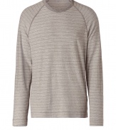 Sporty heather grey striped long sleeve sweatshirt - Look great while staying comfortable in this stylish shirt - Cool subtle stripe print and flattering crew neck shape - Style with jeans, a denim jacket, and desert boots for laidback luxe - Try with distressed jeans, a blazer, and trainers