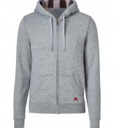 An iconic choice for laid-back looks, Burberry Brits check-lined hoodie is as cool as it is comfortable - Drawstring hood with characteristic check lining, long sleeves, kangaroo pockets, zippered front, red logo embroidered at hemline - Slim fit - Wear with a graphic tee, jeans and retro sneakers