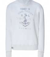 Stylish nautical-inspired sweatshirt in fine, cream-colored cotton - Slim cut, round neckline, and classic long sleeves with wide cuffs - Faded anchor and logo on front - Favorite casual piece can be warn with jeans, chinos or shorts