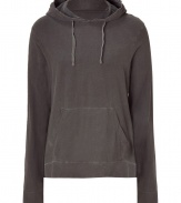 Stylish hooded pullover made from fine grey cotton in cool, vintage look - Traditional design features casual shape with long sleeves,  kangaroo pocket, hood and lace - Comfortable, must-have basic for leisure and sport - Pair with jeans, jogging pants or shorts