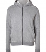 With its contemporary cut and ultra soft fleece lining, Each Others waffle knit hoodie is essential for edgy casual looks - Hooded, long sleeves, fine knit trim, zippered front, split kangaroo pockets - Relaxed slim fit - Team with leather jackets and chunky moto boots
